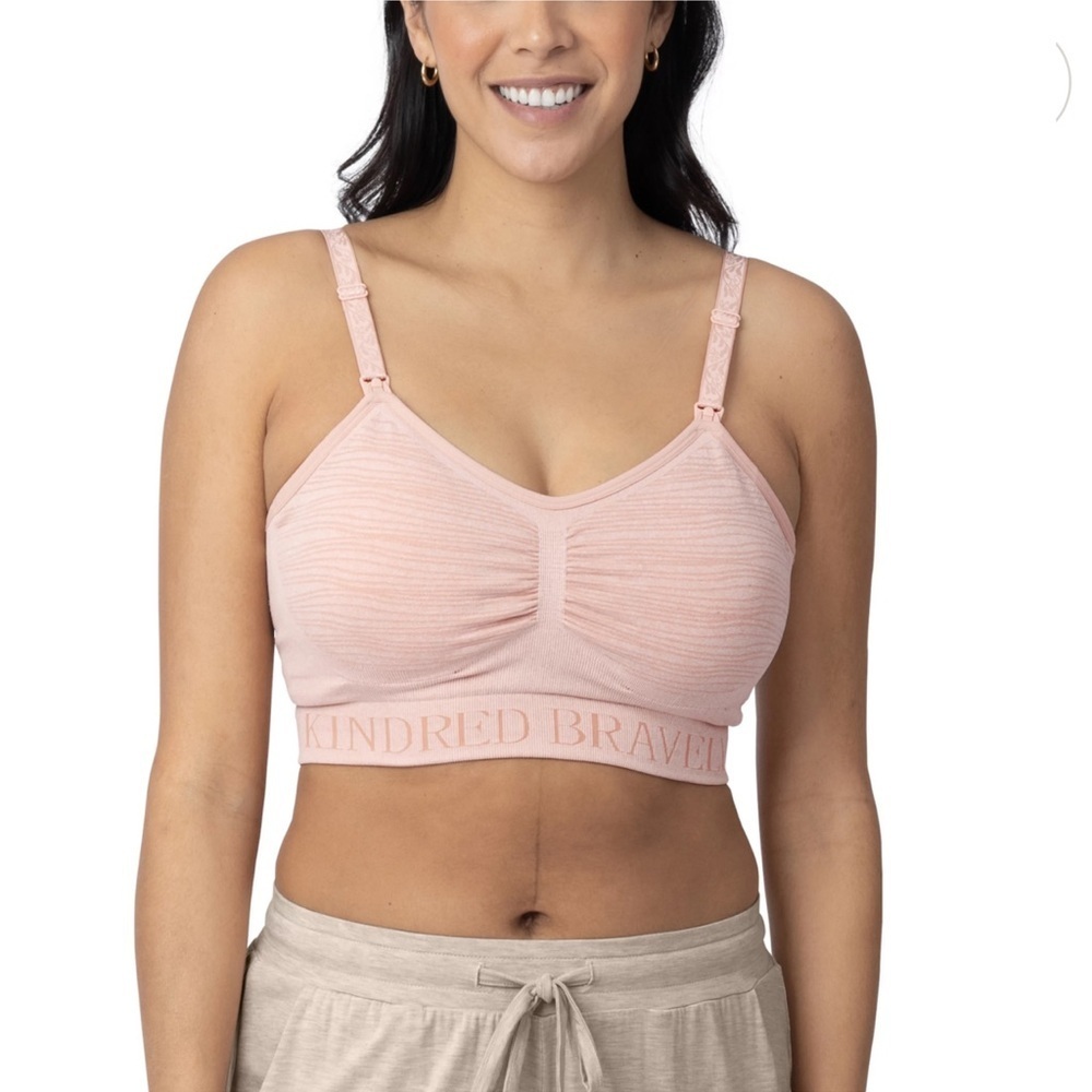 Kindred Bravely Maternity Sublime Hands-Free Pumping Nursing Bra Size Large Pink